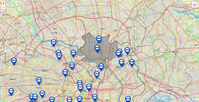 東京都のセントラルスポーツの店舗地図