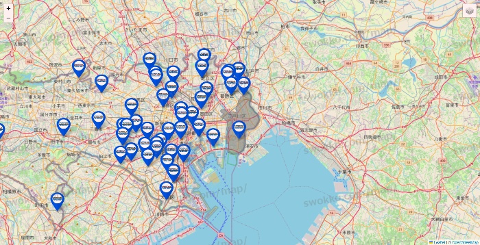 東京都のセントラルスポーツの店舗地図