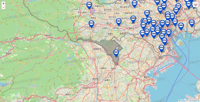 東京都のセントラルスポーツの店舗地図