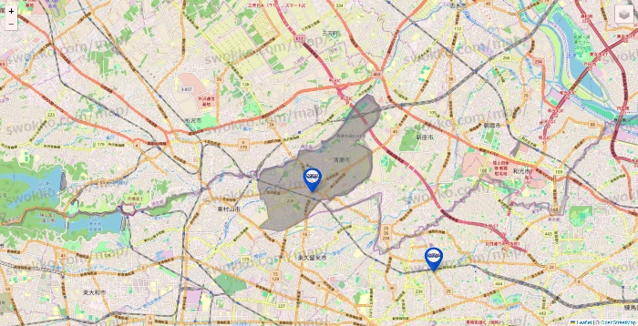 東京都のセントラルスポーツの店舗地図