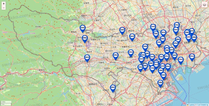 東京都のセントラルスポーツの店舗地図