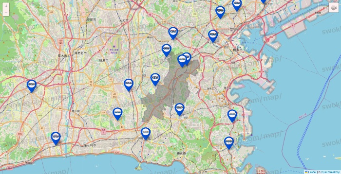 神奈川県のセントラルスポーツの店舗地図