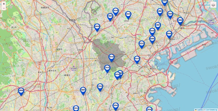 神奈川県のセントラルスポーツの店舗地図