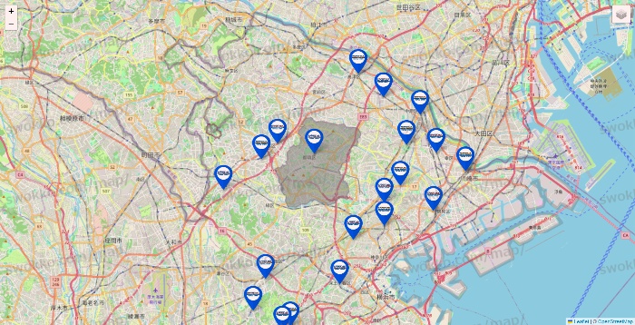 神奈川県のセントラルスポーツの店舗地図