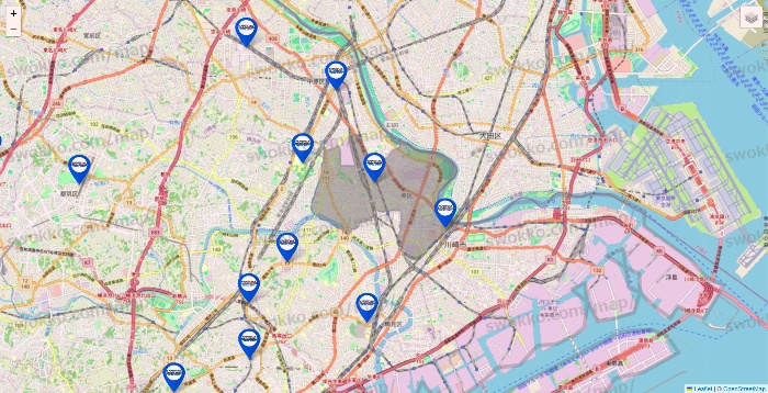 神奈川県のセントラルスポーツの店舗地図