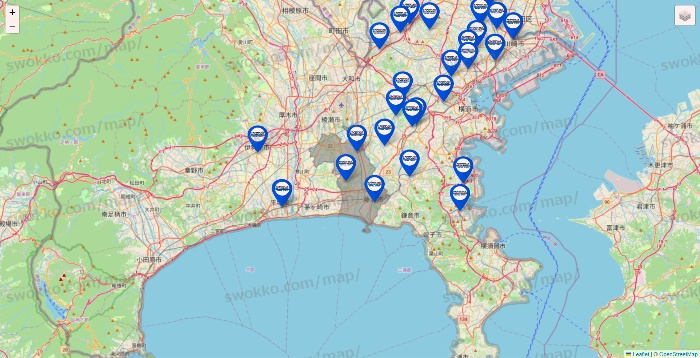 神奈川県のセントラルスポーツの店舗地図