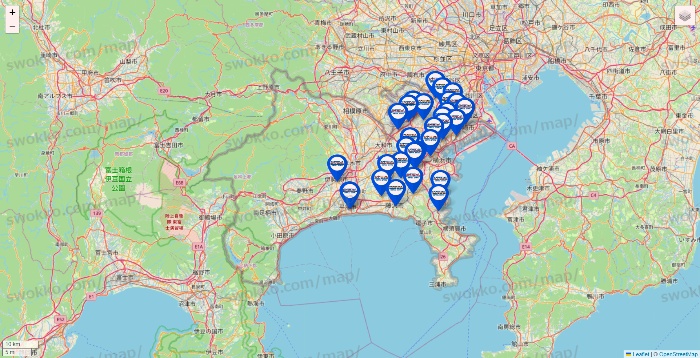 神奈川県のセントラルスポーツの店舗地図