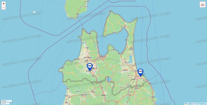 青森県のセントラルスポーツの店舗地図