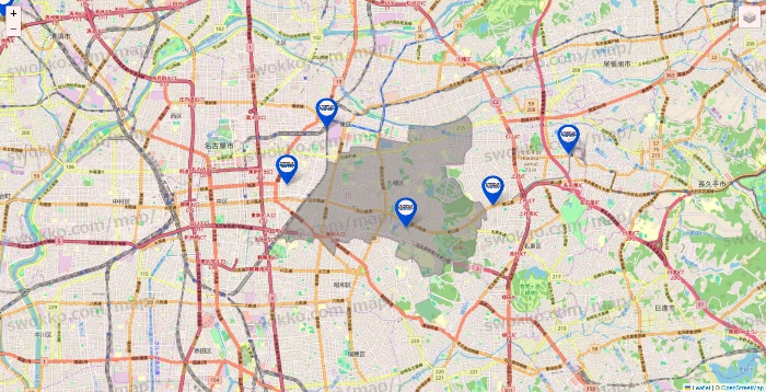 愛知県のセントラルスポーツの店舗地図