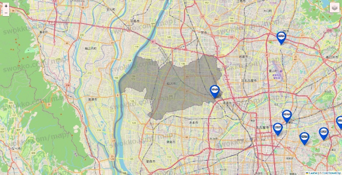 愛知県のセントラルスポーツの店舗地図