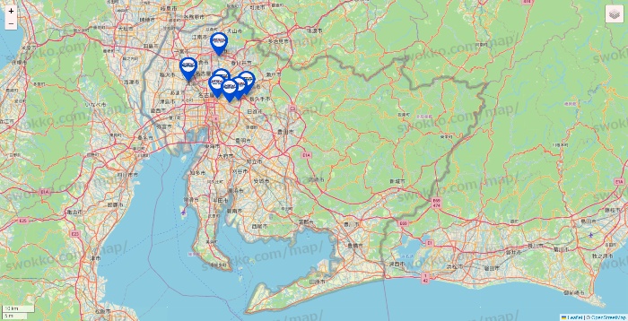 愛知県のセントラルスポーツの店舗地図