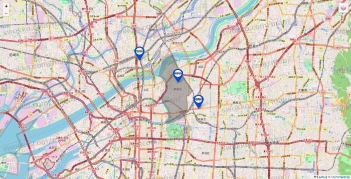 大阪府のセントラルスポーツの店舗地図