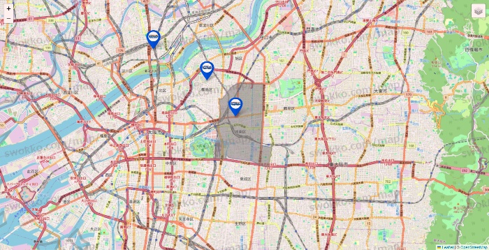 大阪府のセントラルスポーツの店舗地図