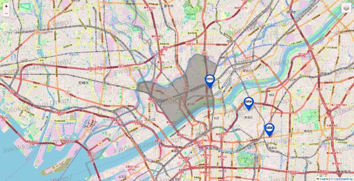 大阪府のセントラルスポーツの店舗地図