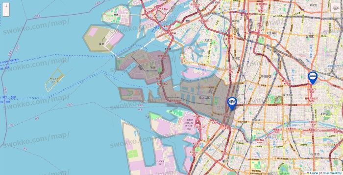 大阪府のセントラルスポーツの店舗地図