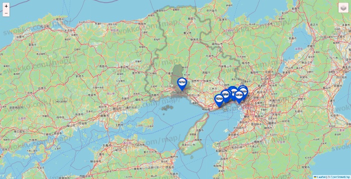 兵庫県のセントラルスポーツの店舗地図