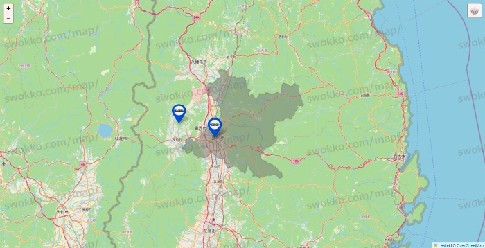 岩手県のセントラルスポーツの店舗地図