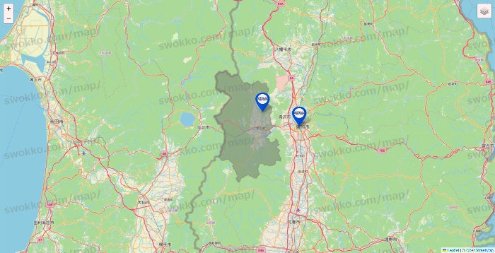 岩手県のセントラルスポーツの店舗地図