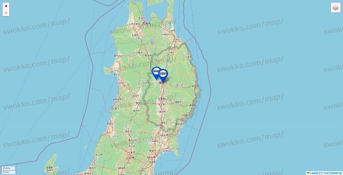 岩手県のセントラルスポーツの店舗地図