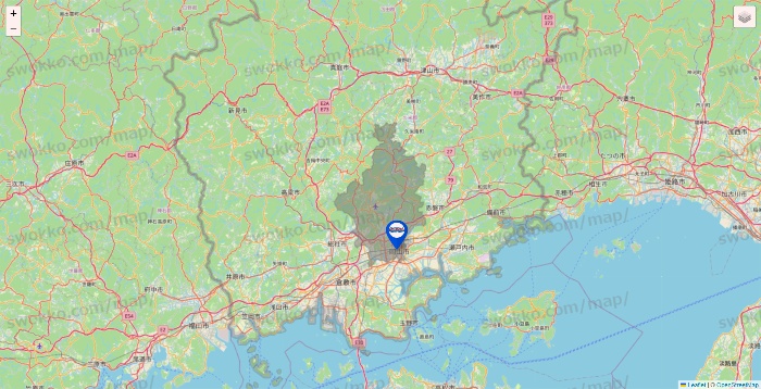 岡山県のセントラルスポーツの店舗地図