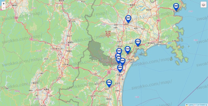 宮城県のセントラルスポーツの店舗地図