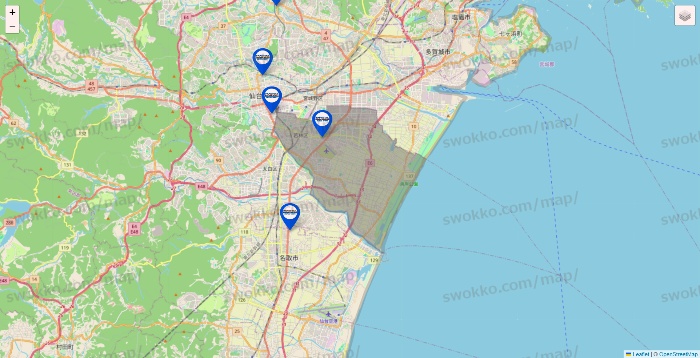 宮城県のセントラルスポーツの店舗地図