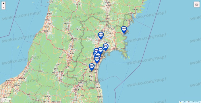 宮城県のセントラルスポーツの店舗地図