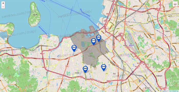福岡県のセントラルスポーツの店舗地図