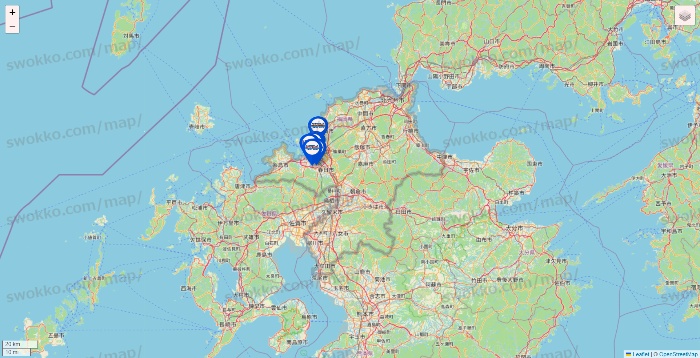 福岡県のセントラルスポーツの店舗地図