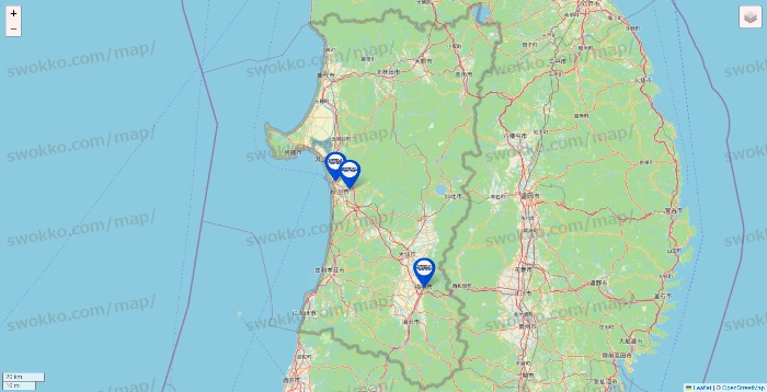秋田県のセントラルスポーツの店舗地図
