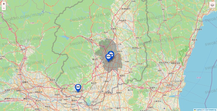栃木県のセントラルスポーツの店舗地図