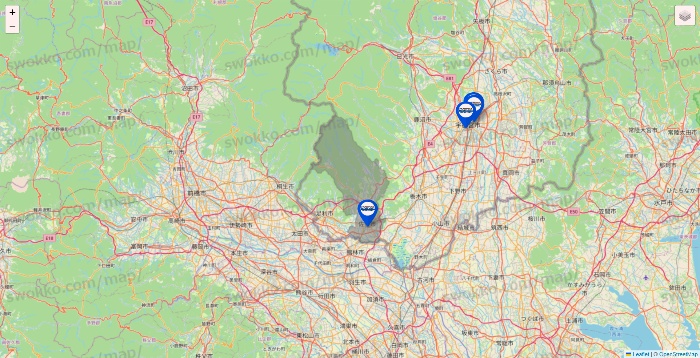 栃木県のセントラルスポーツの店舗地図