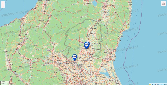 栃木県のセントラルスポーツの店舗地図
