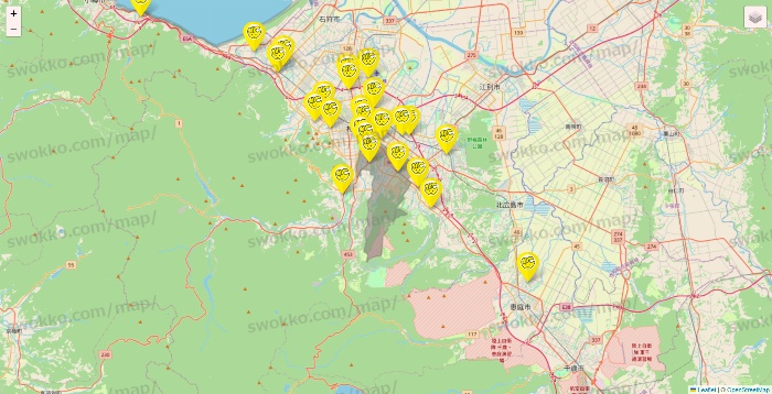 北海道のチョコザップの店舗地図