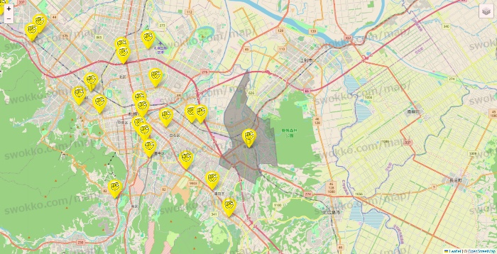 北海道のチョコザップの店舗地図