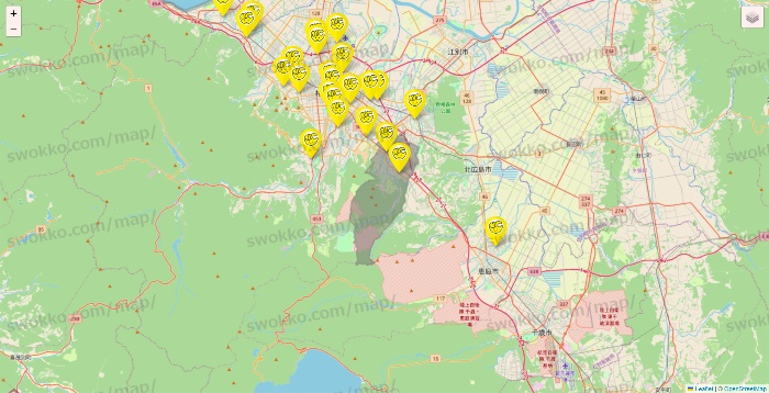 北海道のチョコザップの店舗地図