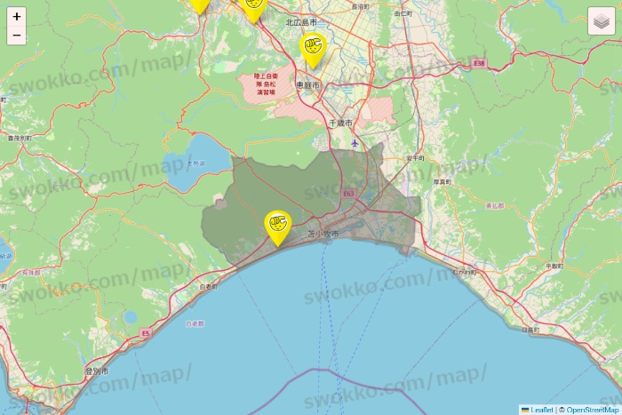 北海道のチョコザップの店舗地図