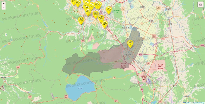北海道のチョコザップの店舗地図