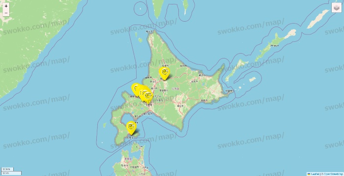 北海道のチョコザップの店舗地図