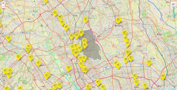 埼玉県のチョコザップの店舗地図