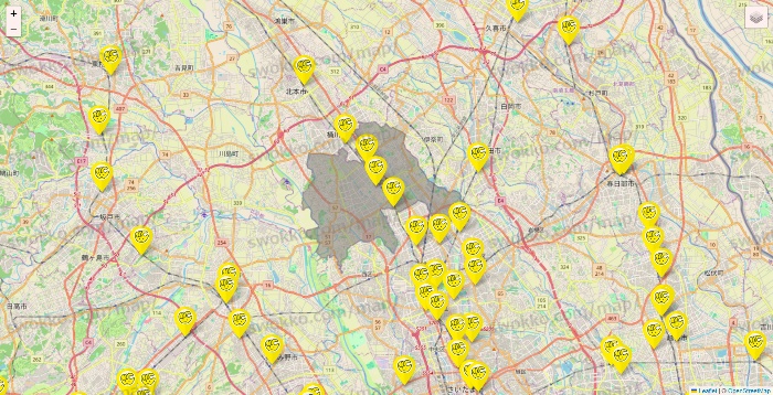 埼玉県のチョコザップの店舗地図