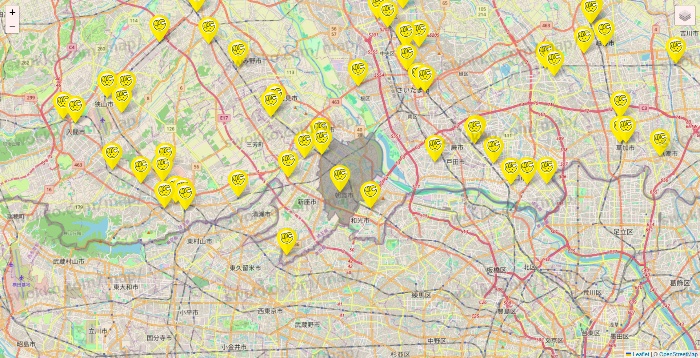 埼玉県のチョコザップの店舗地図