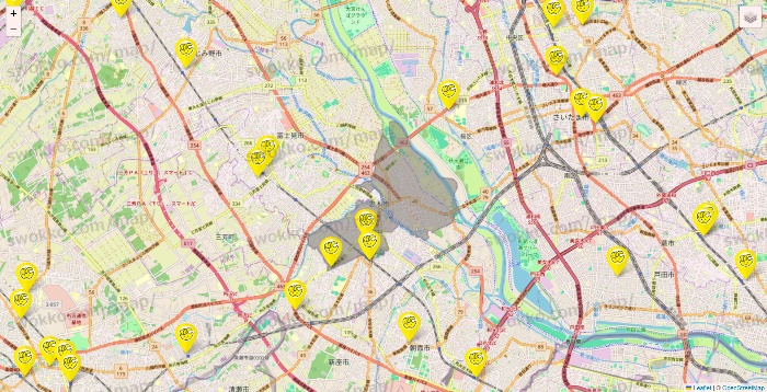 埼玉県のチョコザップの店舗地図