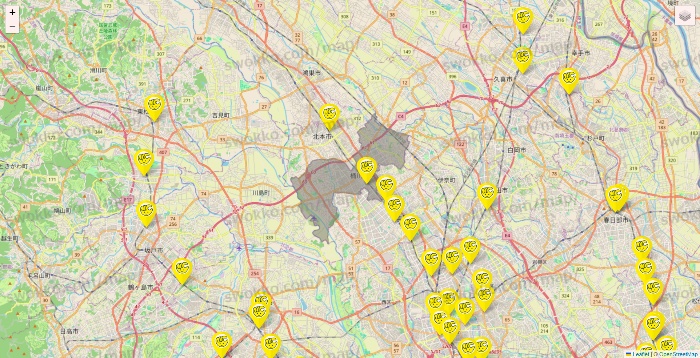 埼玉県のチョコザップの店舗地図