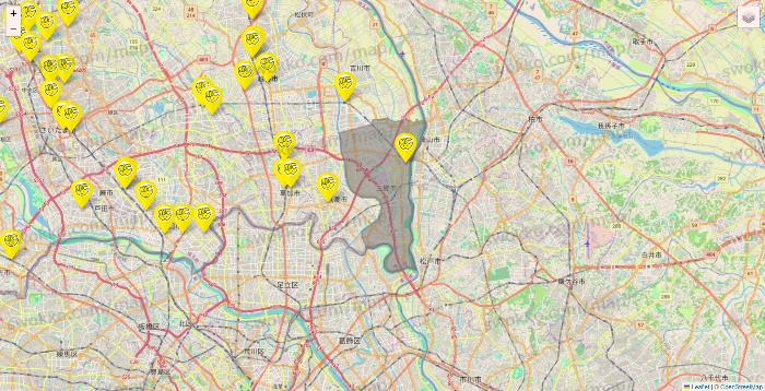 埼玉県のチョコザップの店舗地図