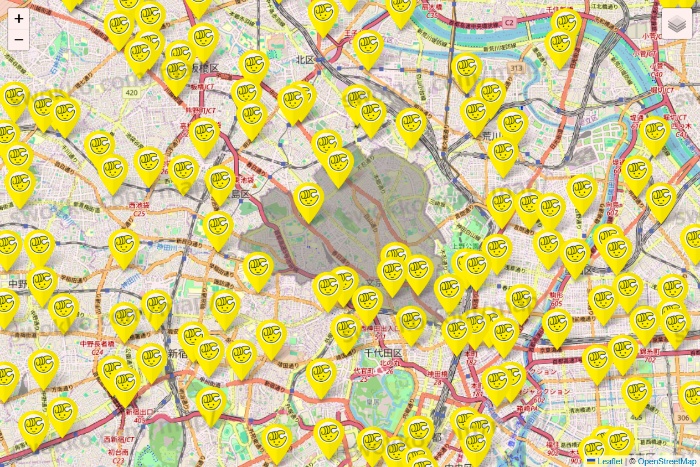 東京都のチョコザップの店舗地図