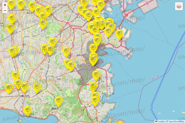 神奈川県のチョコザップの店舗地図
