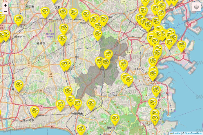 神奈川県のチョコザップの店舗地図