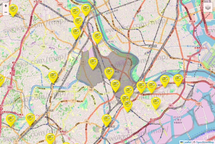 神奈川県のチョコザップの店舗地図