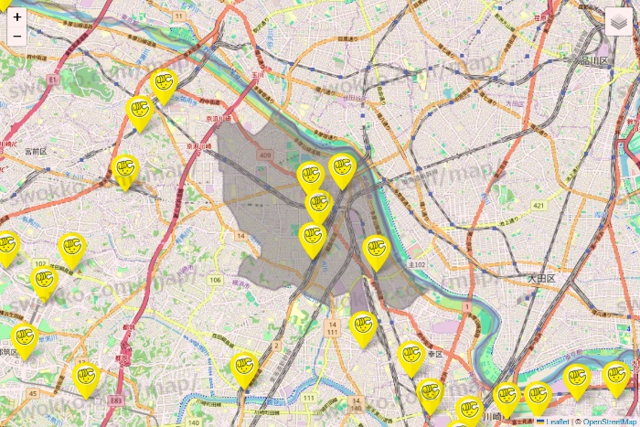 神奈川県のチョコザップの店舗地図